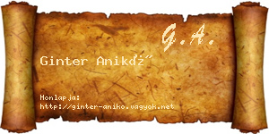 Ginter Anikó névjegykártya