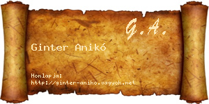 Ginter Anikó névjegykártya
